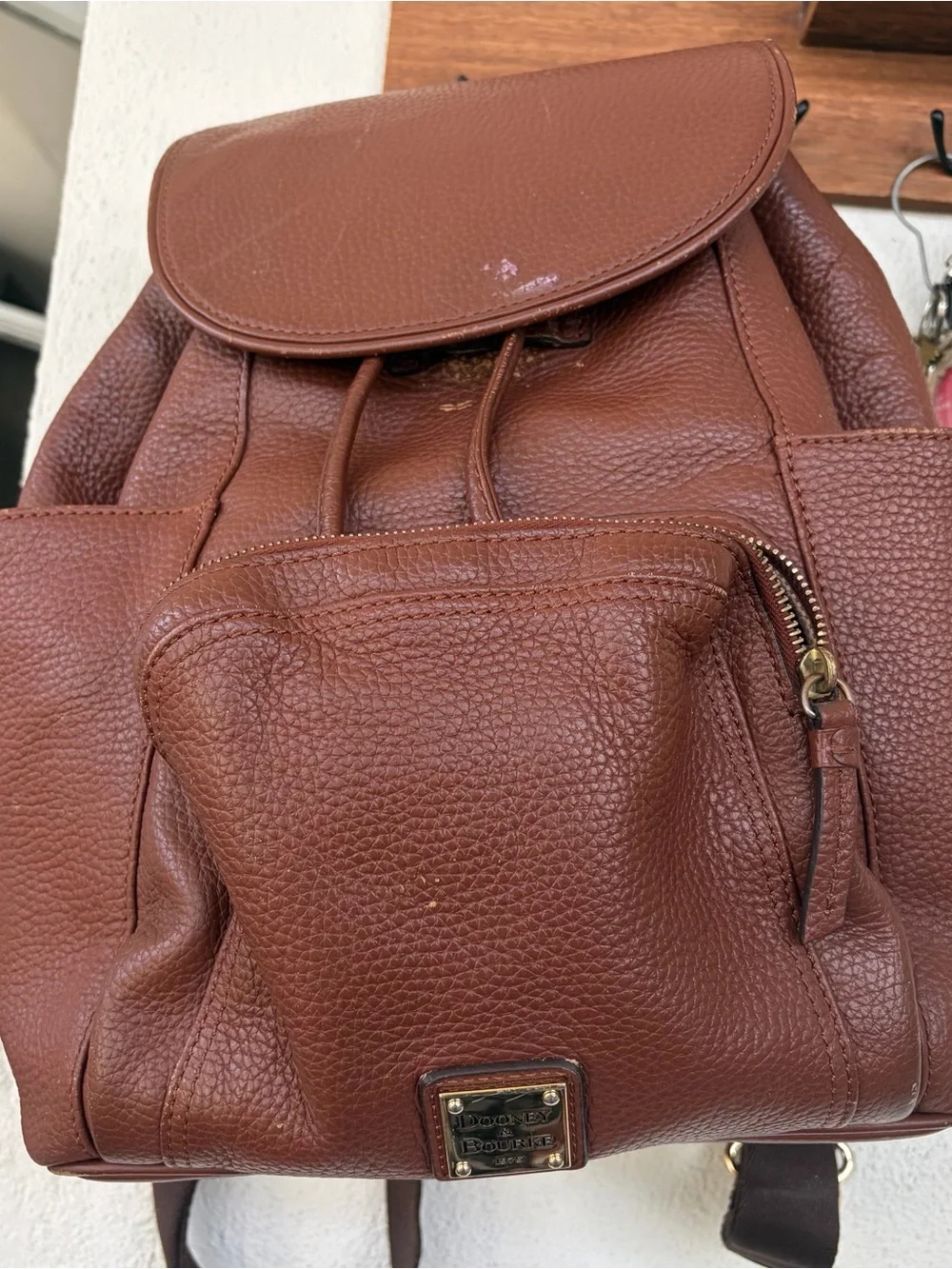 Dooney & Bourke Chestnut Pebbled Leather Backpack